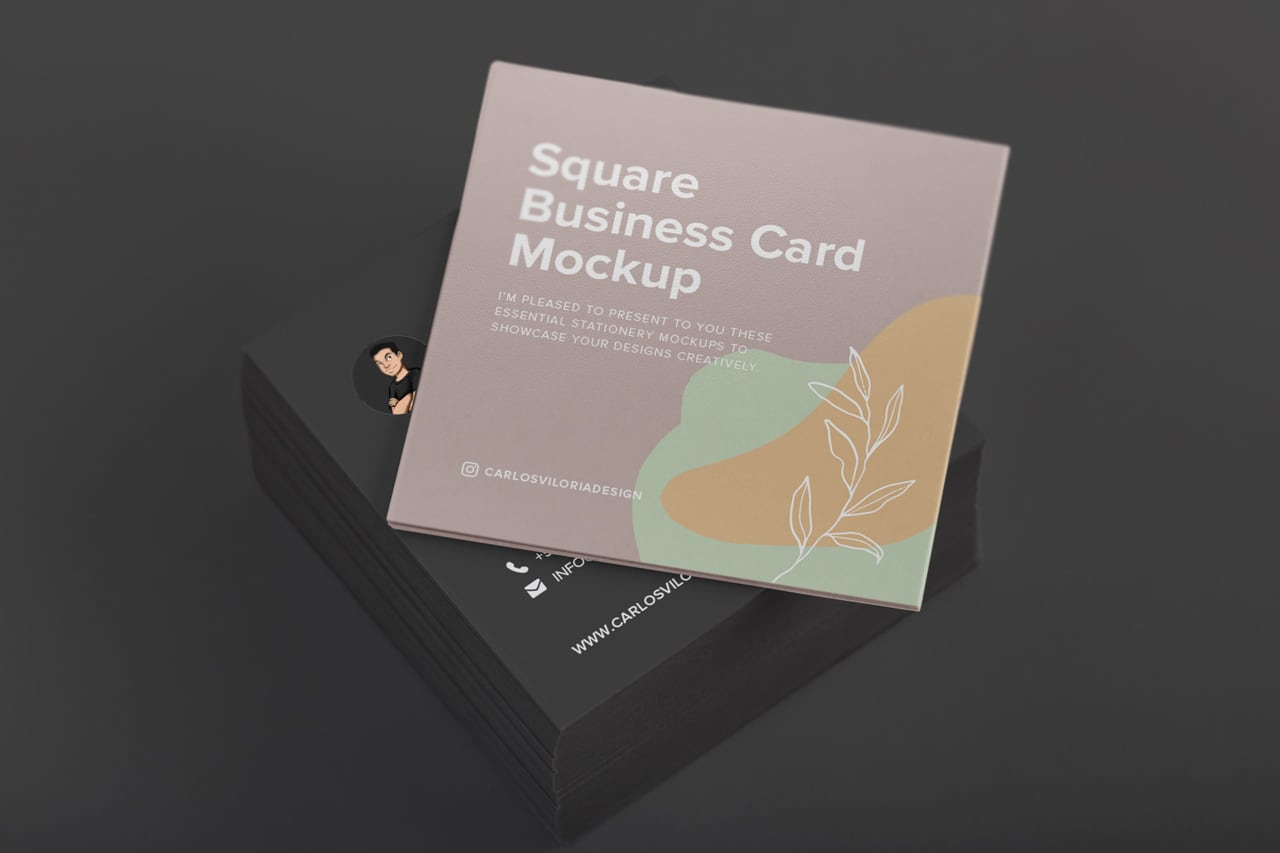 Square Business Cards Mockup 01