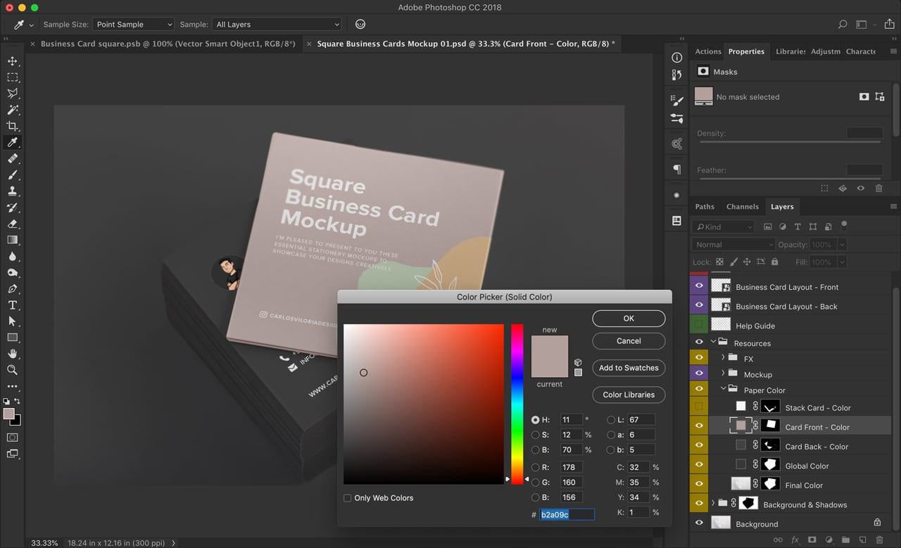 Square Business Cards Mockup 01