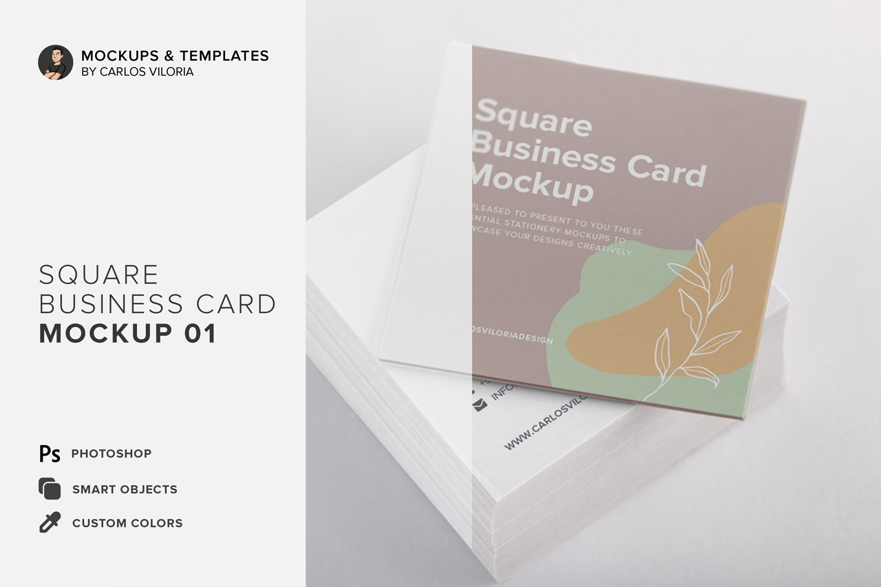 Square Business Cards Mockup 01