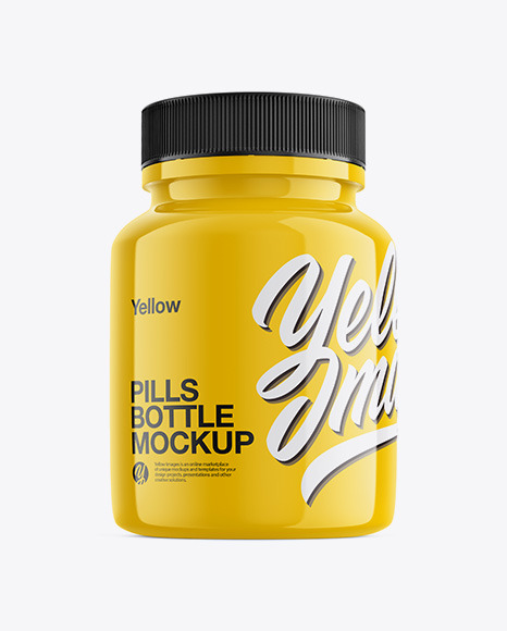 Glossy Plastic Pills Bottle Mockup