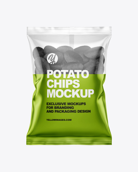 Bag With Black Potato Chips Mockup