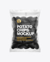 Matte Bag With Black Potato Chips Mockup