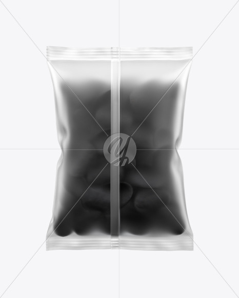 Frosted Bag With Black Potato Chips Mockup