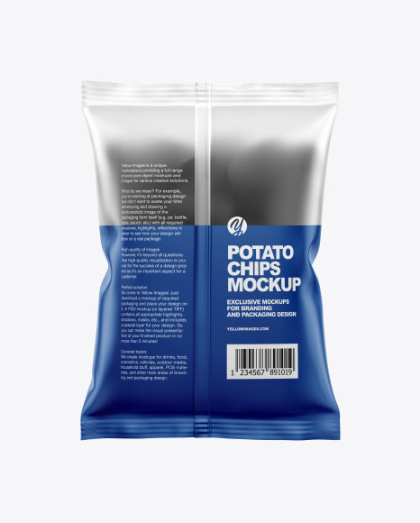 Frosted Bag With Black Potato Chips Mockup