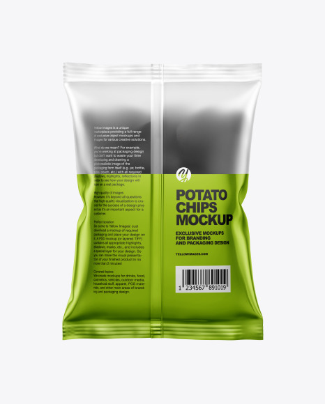 Frosted Bag With Black Potato Chips Mockup