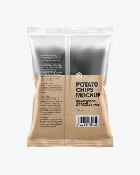 Frosted Bag With Black Potato Chips Mockup