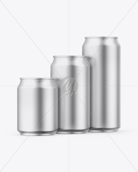 Three Matte Metallic Cans Mockup