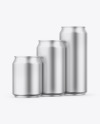 Three Matte Metallic Cans Mockup