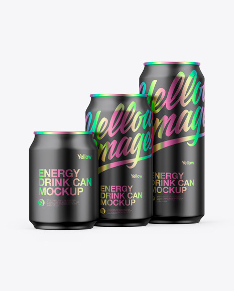 Three Matte Metallic Cans Mockup