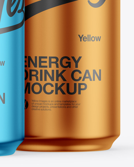 Three Matte Metallic Cans Mockup