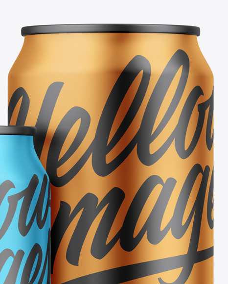 Three Matte Metallic Cans Mockup