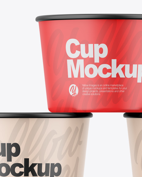 Three Matte Cups Mockup Three Matte Cups Mockup