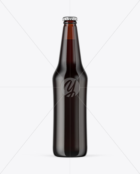 Amber Glass Bottle With Red Ale Mockup