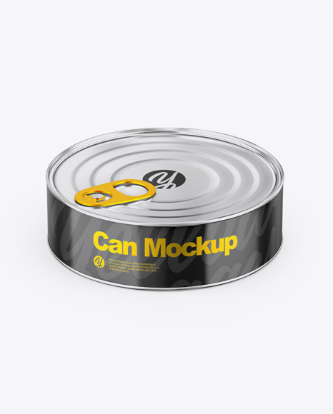 Metallic Can W/ Glossy Label Mockup