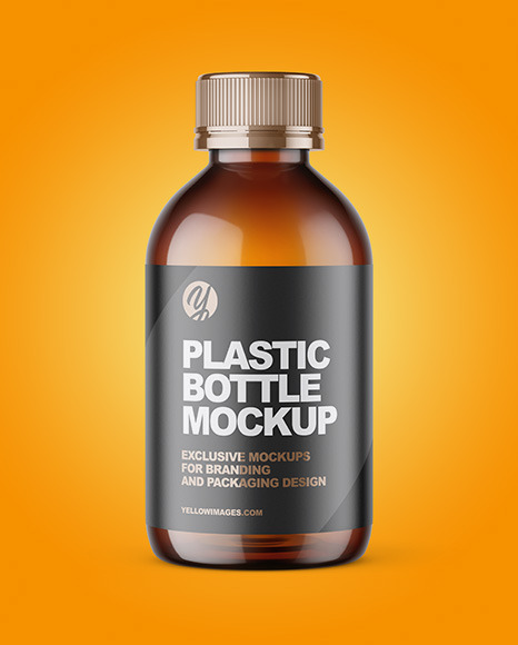 200ml Amber Plastic Bottle Mockup 200ml Amber Plastic Bottle Mockup
