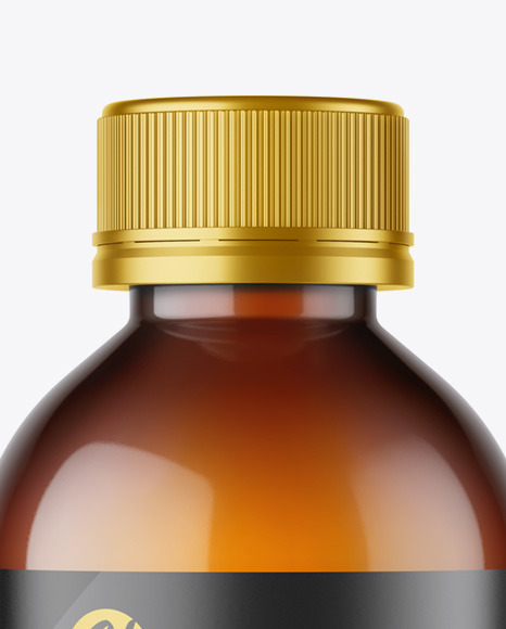 200ml Amber Plastic Bottle Mockup 200ml Amber Plastic Bottle Mockup