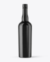 Black Glass Port Wine Bottle Mockup