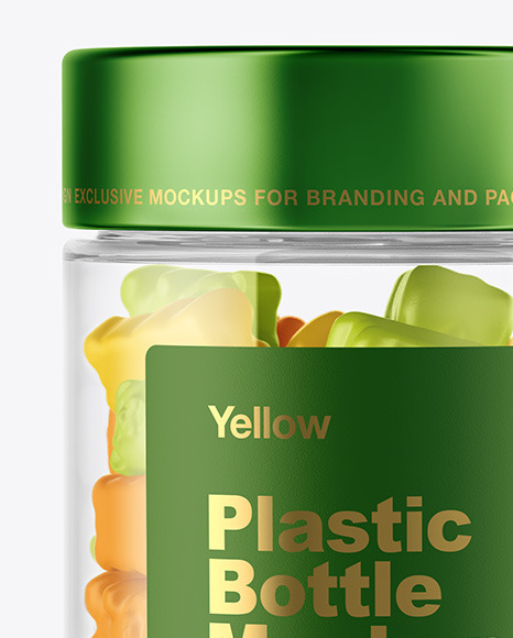 Plastic Bottle with Gummies Mockup