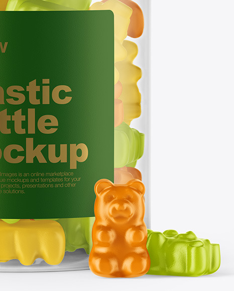 Plastic Bottle with Gummies Mockup