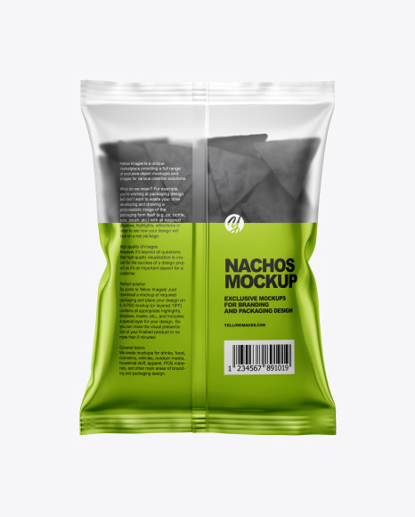 Matte Bag With Black Nachos Mockup - Free Download Images High Quality