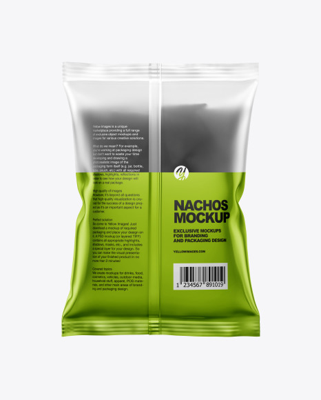 Frosted Bag With Black Nachos Mockup