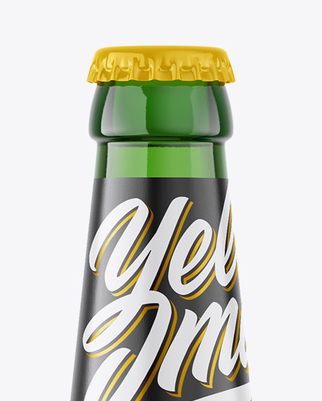 Green Glass Beer Bottle Mockup