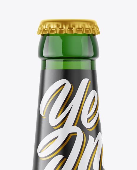 Green Glass Beer Bottle Mockup