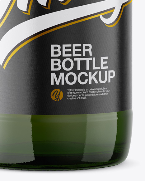 Green Glass Beer Bottle Mockup