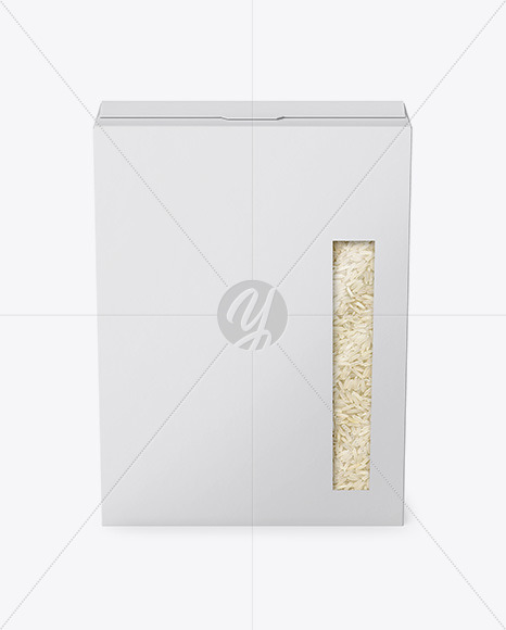 Paper Box with Rice Mockup - Front View