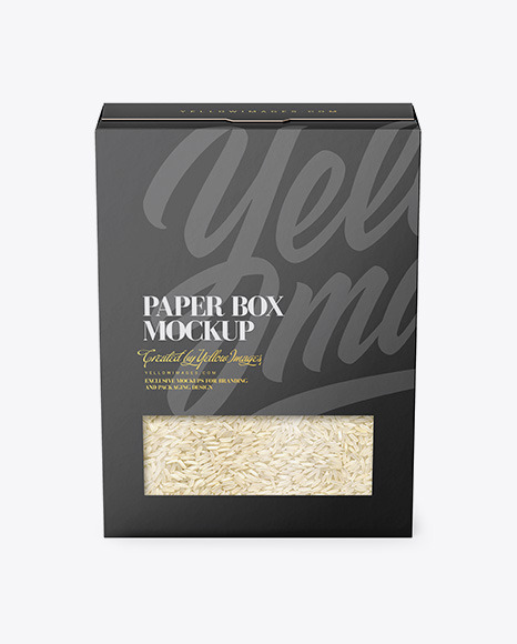 Paper Box with Rice Mockup - Front View