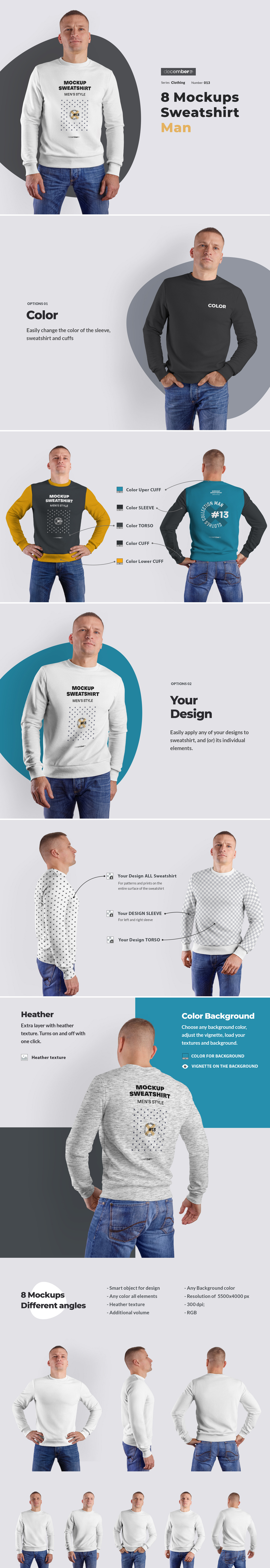 8 Mockups Mens Sweatshirt