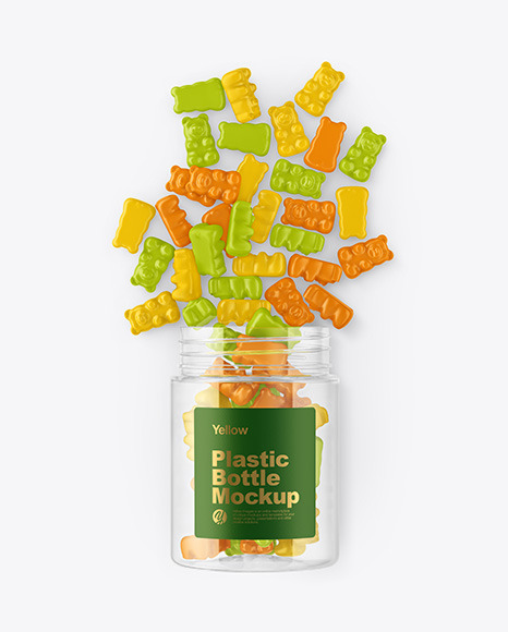 Plastic Bottle with Gummies Mockup