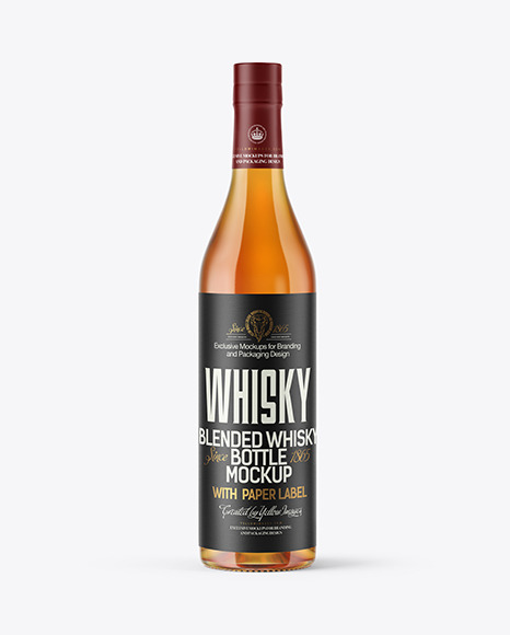 Clear Glass Bottle with Whiskey Mockup