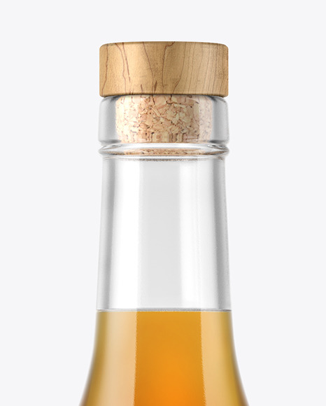 Clear Glass Bottle with Whiskey Mockup