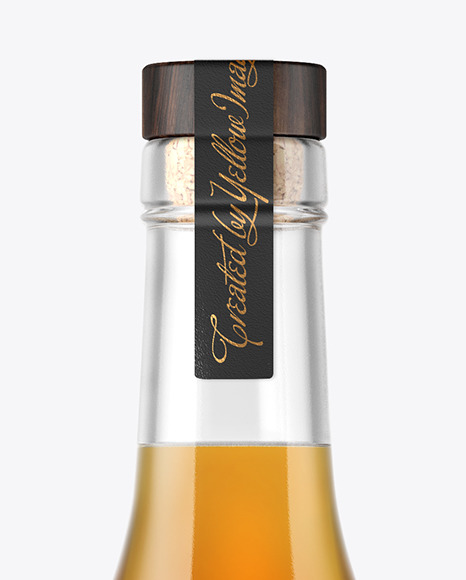 Clear Glass Bottle with Whiskey Mockup