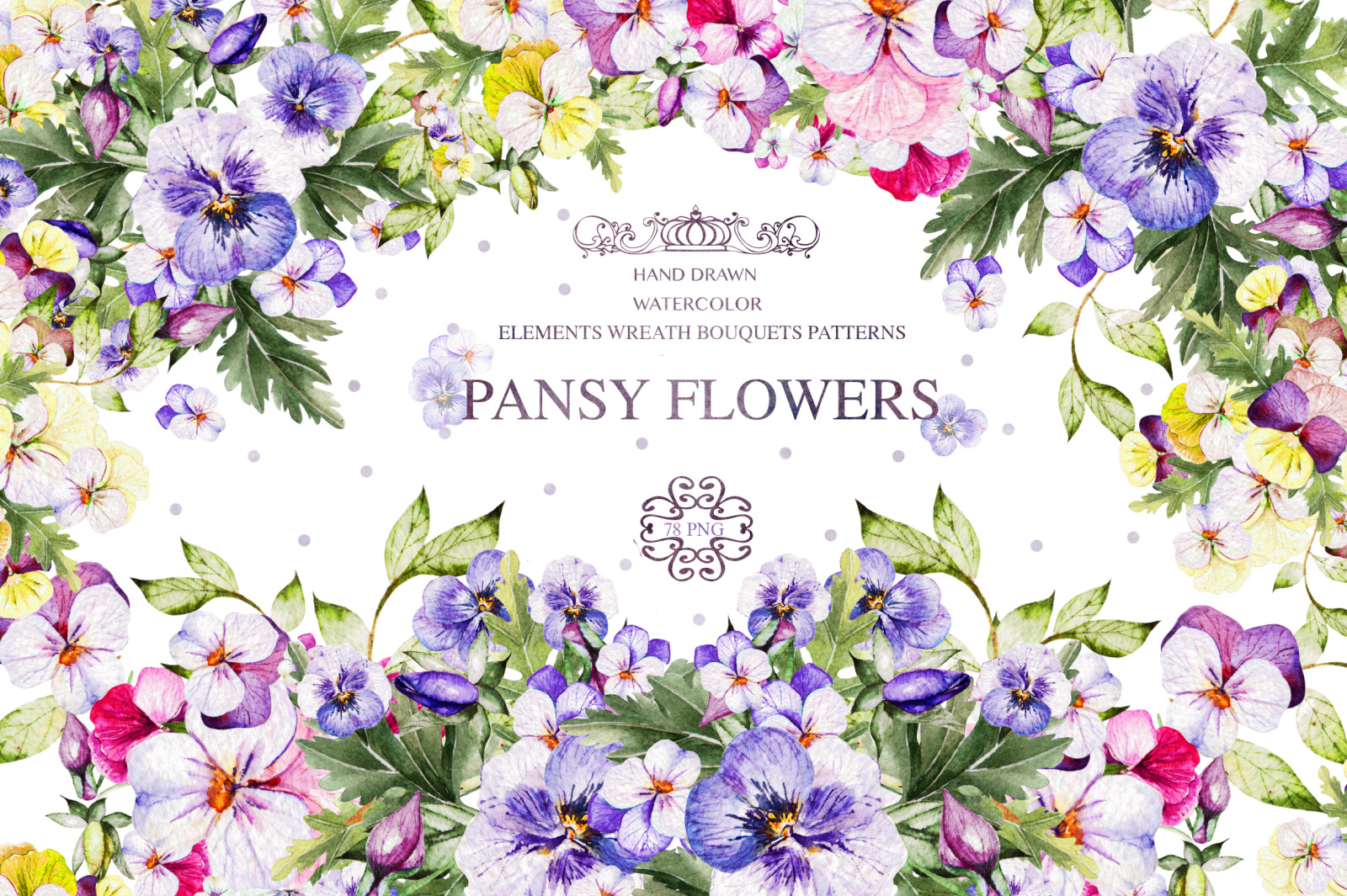 Watercolor Pansy Flowers Watercolor Pansy Flowers