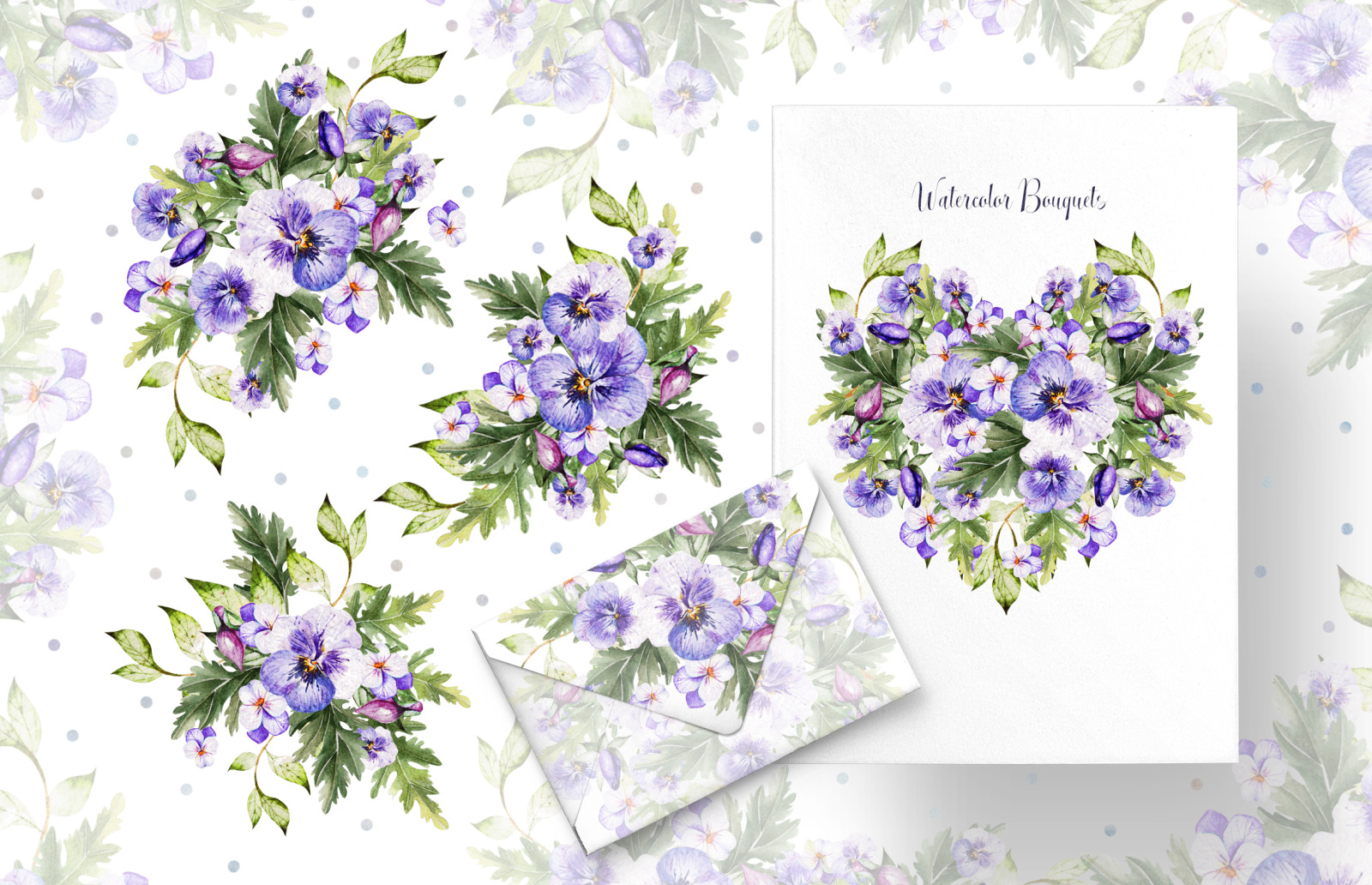 Watercolor Pansy Flowers Watercolor Pansy Flowers