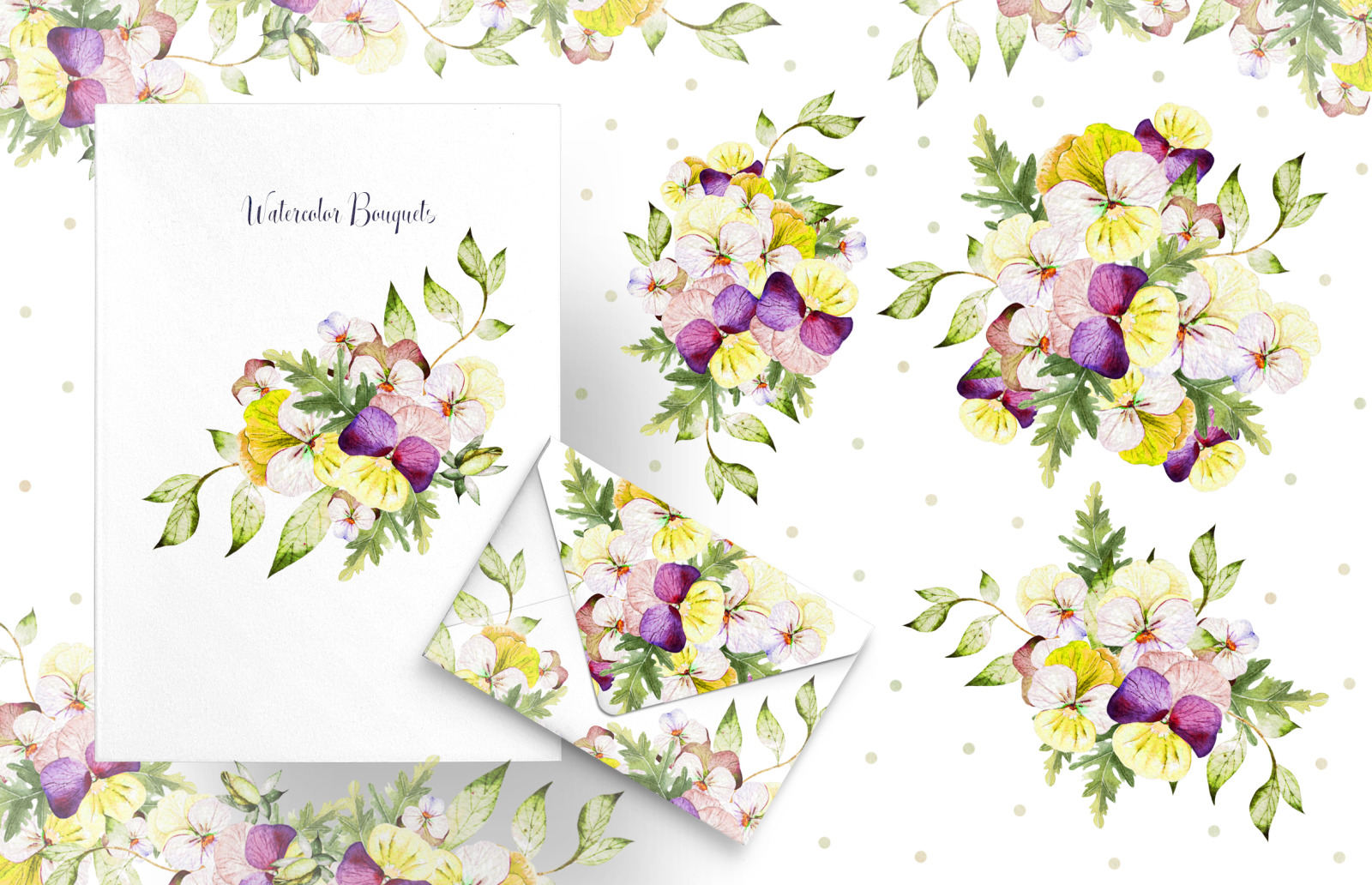 Watercolor Pansy Flowers