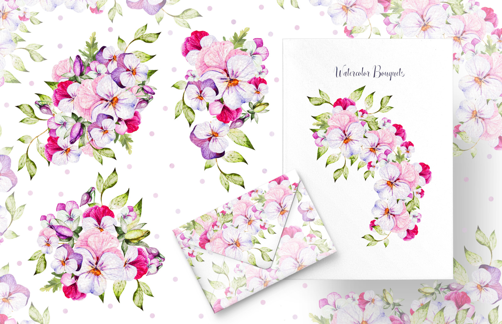 Watercolor Pansy Flowers Watercolor Pansy Flowers