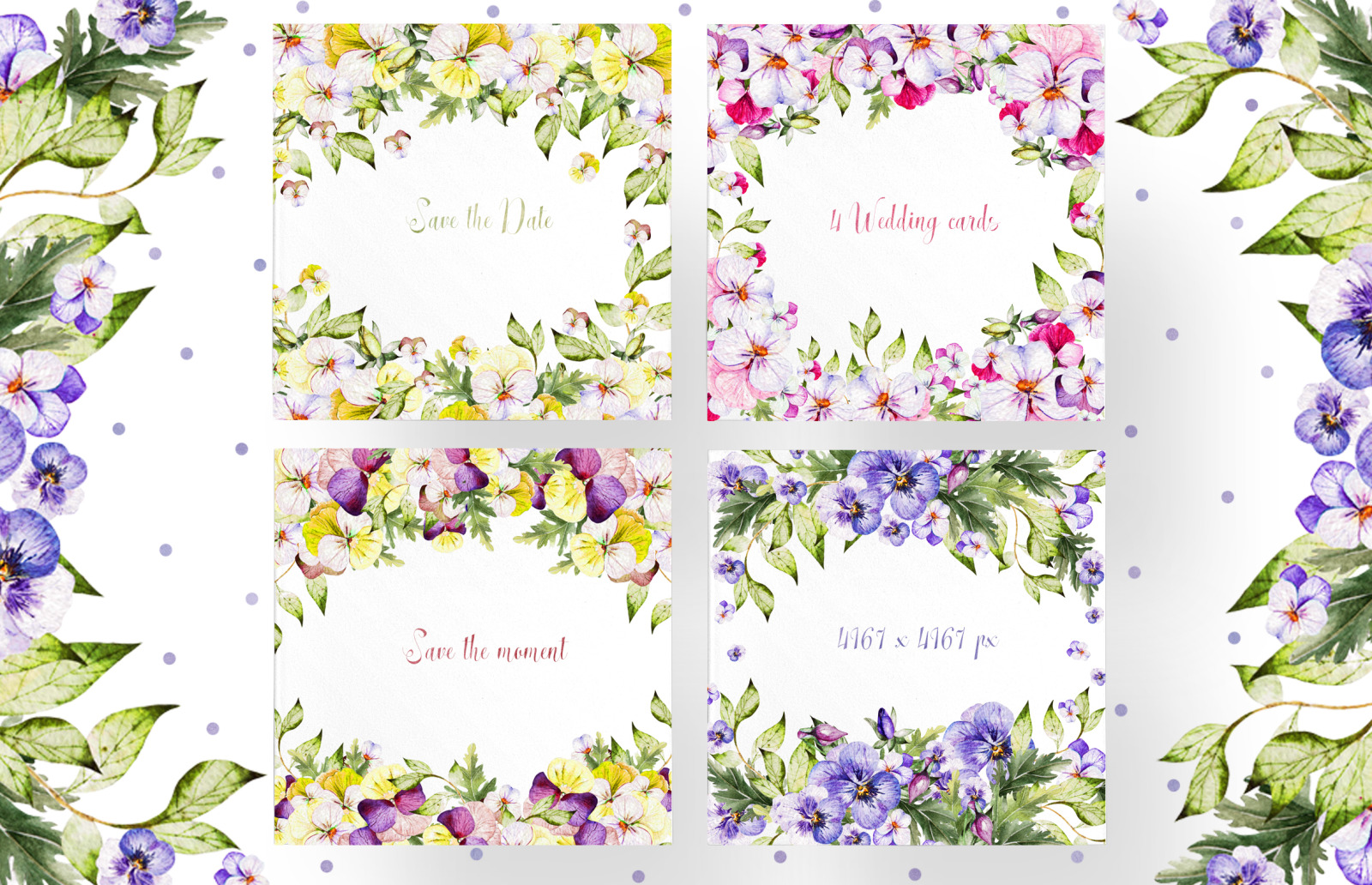 Watercolor Pansy Flowers