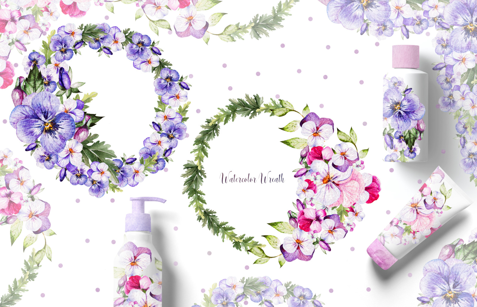 Watercolor Pansy Flowers Watercolor Pansy Flowers