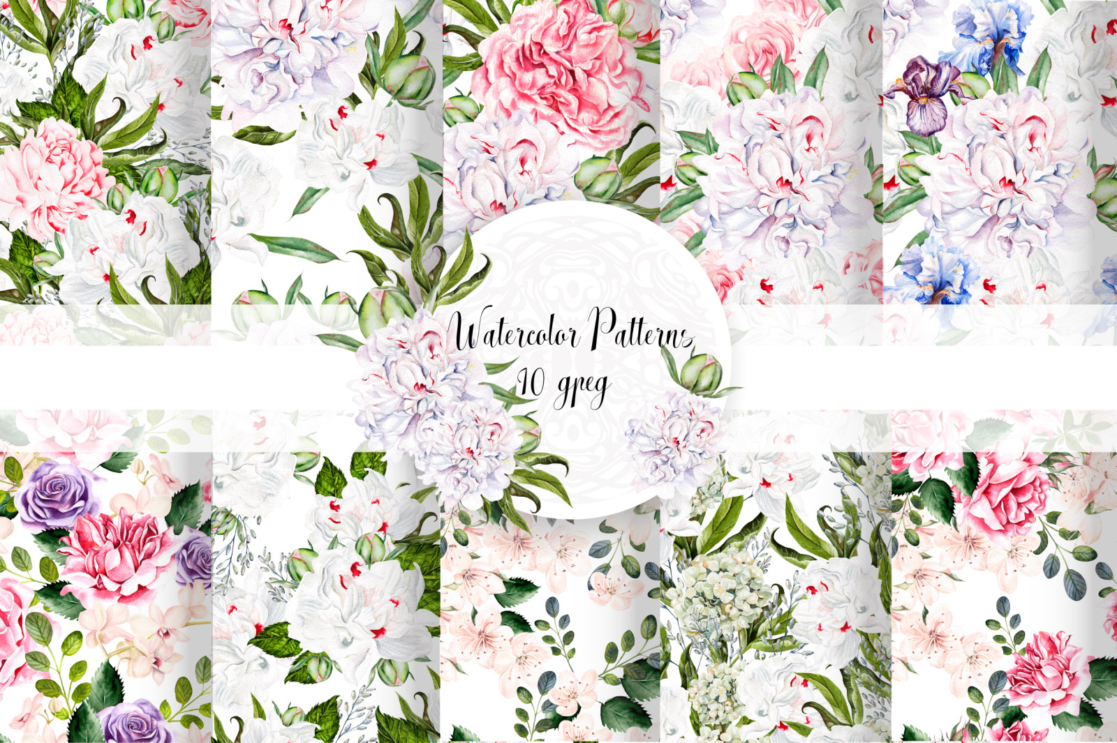 10 Hand Drawn Watercolor Patterns 10 Hand Drawn Watercolor Patterns