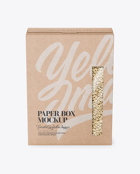 Kraft Box with Oatmeal Mockup - Front View