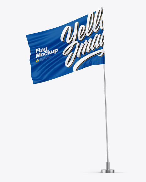 Glossy Flag w/ Metallic Pole Mockup