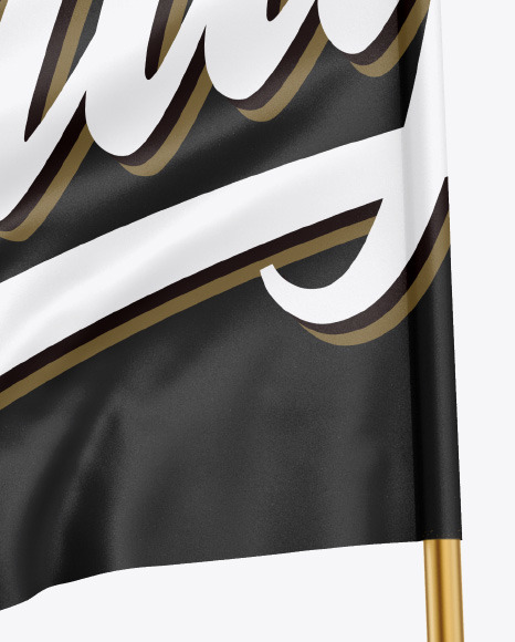 Glossy Flag w/ Metallic Pole Mockup