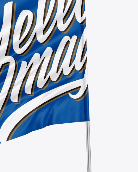 Glossy Flag w/ Metallic Pole Mockup