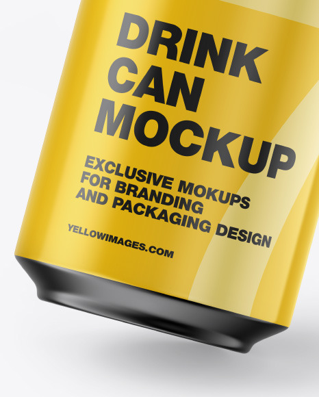 Metallic Drink Can w/ Glossy Finish Mockup