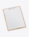 Wooden Clipboard W/ A4 Paper Mockup