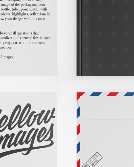 Folder W/ Papers, Business Cards, Envelope Mockup