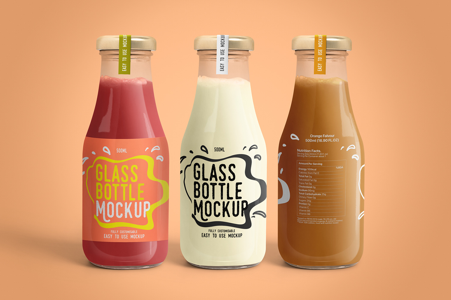 Realistic Glass Bottle Mockup